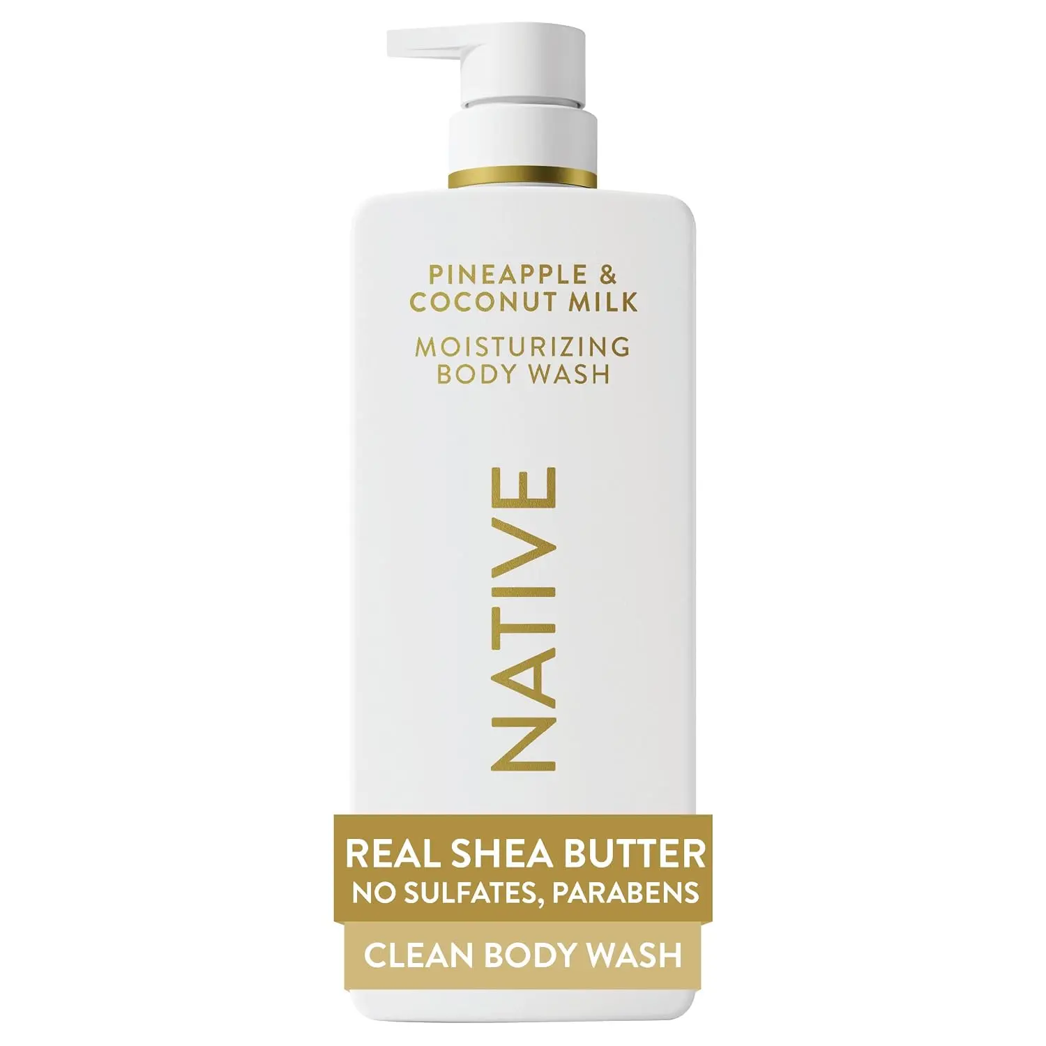 Native Moisturizing Body Wash, Clean & Gentle 24-Hour Hydration with Shea Butter, for Sensitive & Dry Skin, for Women & Men, Sulfate-free, Paraben-free, Pineapple & Coconut Milk, 22 fl oz