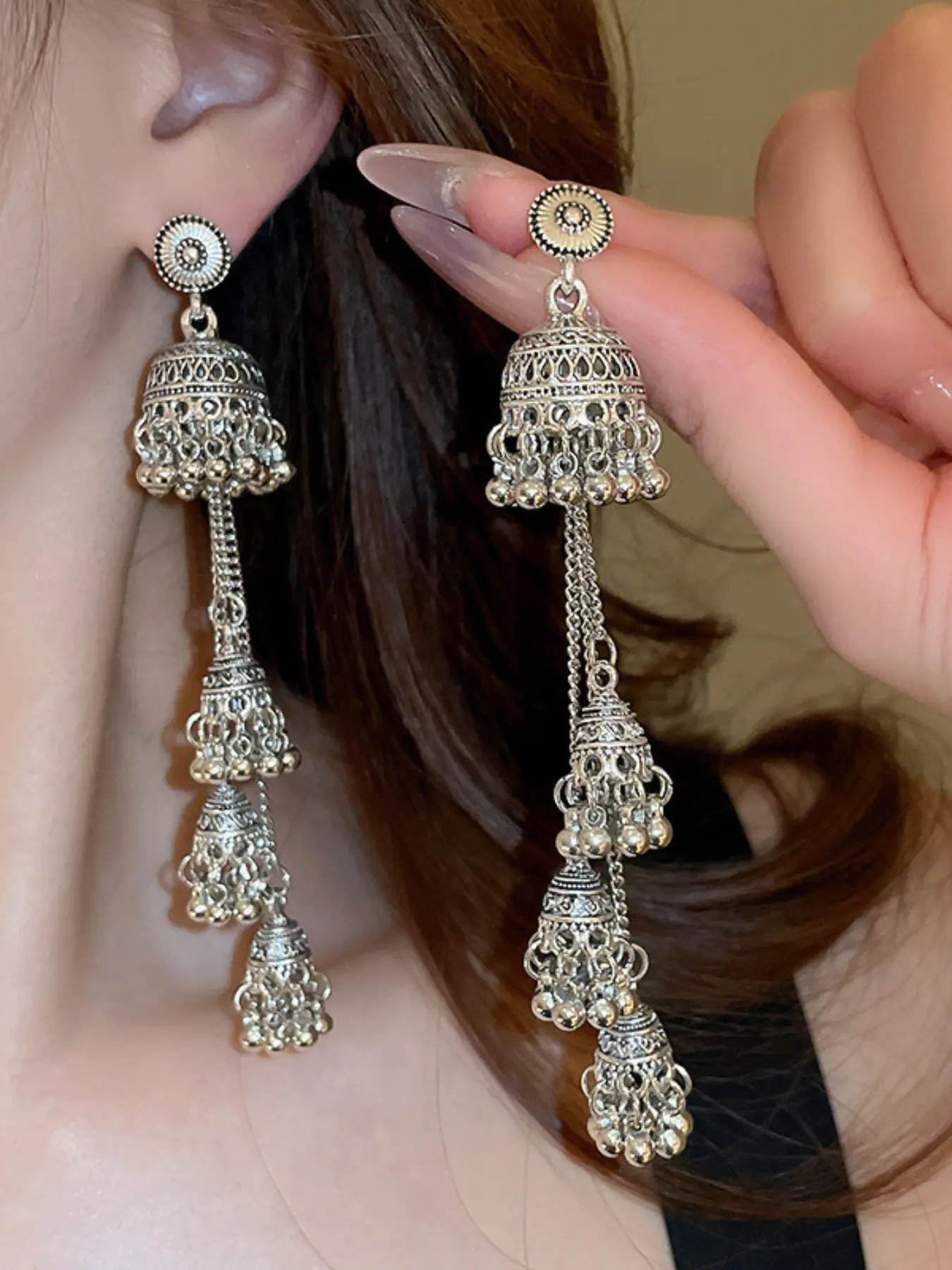 Stainless Steel Earrings Set, Round Dangle Design, Elegant Jewelry for Women & Girls, Ideal Gift Choice, Fashion Accessories