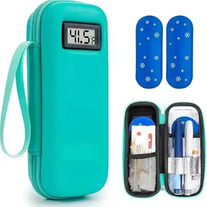Insulin Cooler Travel Case with Temperature Display - Refrigerated Travel Case Diabetic Travel Case with 2 TSA Approved Ice Pack for Trip and Daily