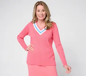 Belle by Kim Gravel Palm Beach Preppy V-Neck Sweater