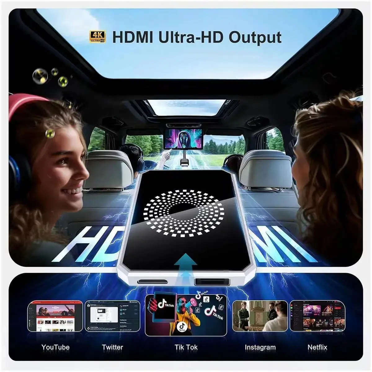2026 Wired to Wireless Carplay Adapter, Supports Netflix/youtube/tiktok, Bluetooth-compatible Connection, Perfect Gift for Tech Lovers, Carplay HDMI Adapter, Wirefree Carplay Adapter