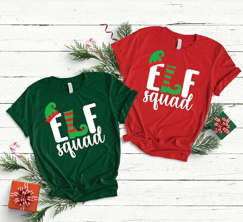 Elf Squad Shirt, Elf shirt, Christmas Shirt, Christmas Matching Shirts, Christmas Gift Cotton Womenswear Top Tshirt