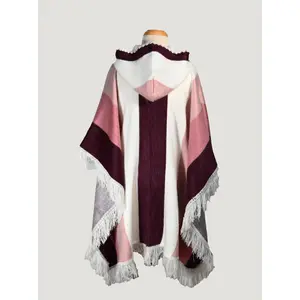 Alpaca Poncho Pink & White