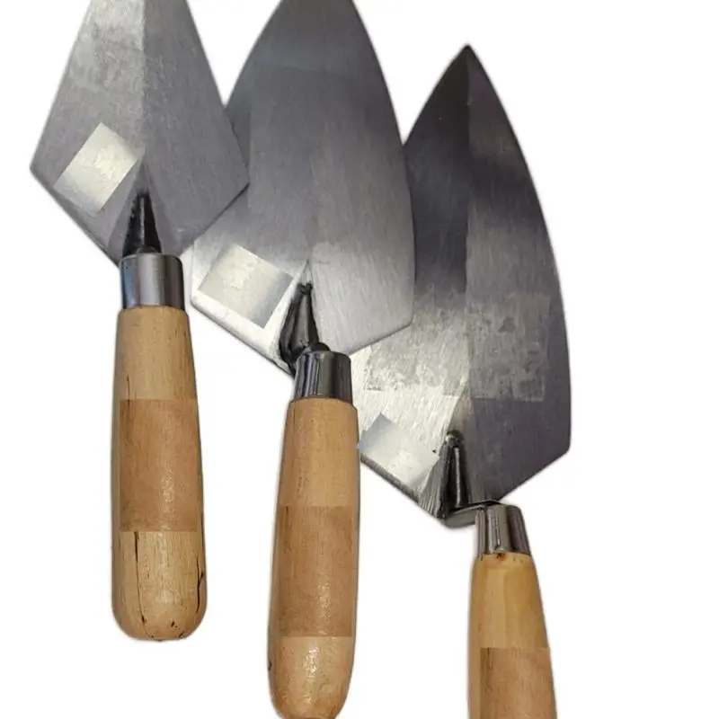 Masonry Trowel Set with Wood Handle 5" 6" & 7" - Includes Three Sizes for Masonry Work Construction Tools Tool Kit Concrete Tools