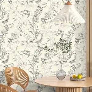 Self-Adhesive Wall Wallpaper Roll, French Sketch Style, Vinyl Material, Easy Removal, Home Decor, Living Room, Bedroom, Kitchen, TV Background