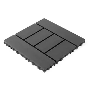 Plastic interlocking decking tiles, 44 packs of terrace decking tiles, 12"x 12" waterproof for all-weather use, backyard pool decking tiles, dark gray