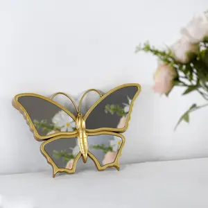 Creative Light Luxury Vintage Butterfly Home Decorative Mirror Living Room Background Wall Hanging Mounted Wall Art Decor