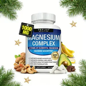 Toplux Magnesium Complex Supplement, 8 Essential Bioavailable Magnesium Forms, 1000mg Per Serving, Daily Support for Muscle, Sleep, Stress & Overall Health