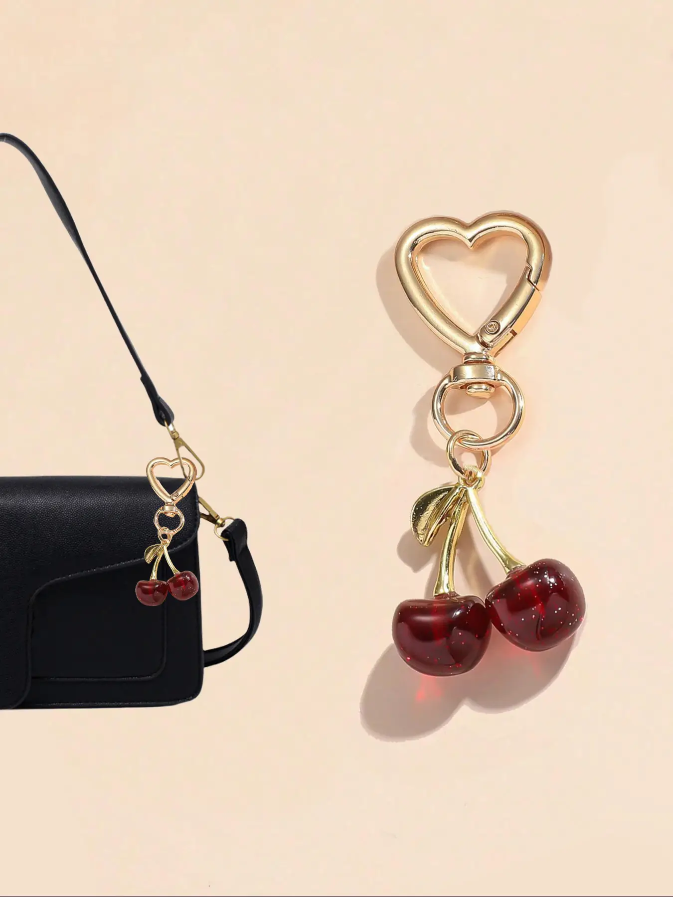Cute Cherry Design Bag Charm, Fashionable Bag Keychain for Women & Girls, Trendy All-match & Exquisite Bag Charm for Birthday Gift, Purse Accessories,
