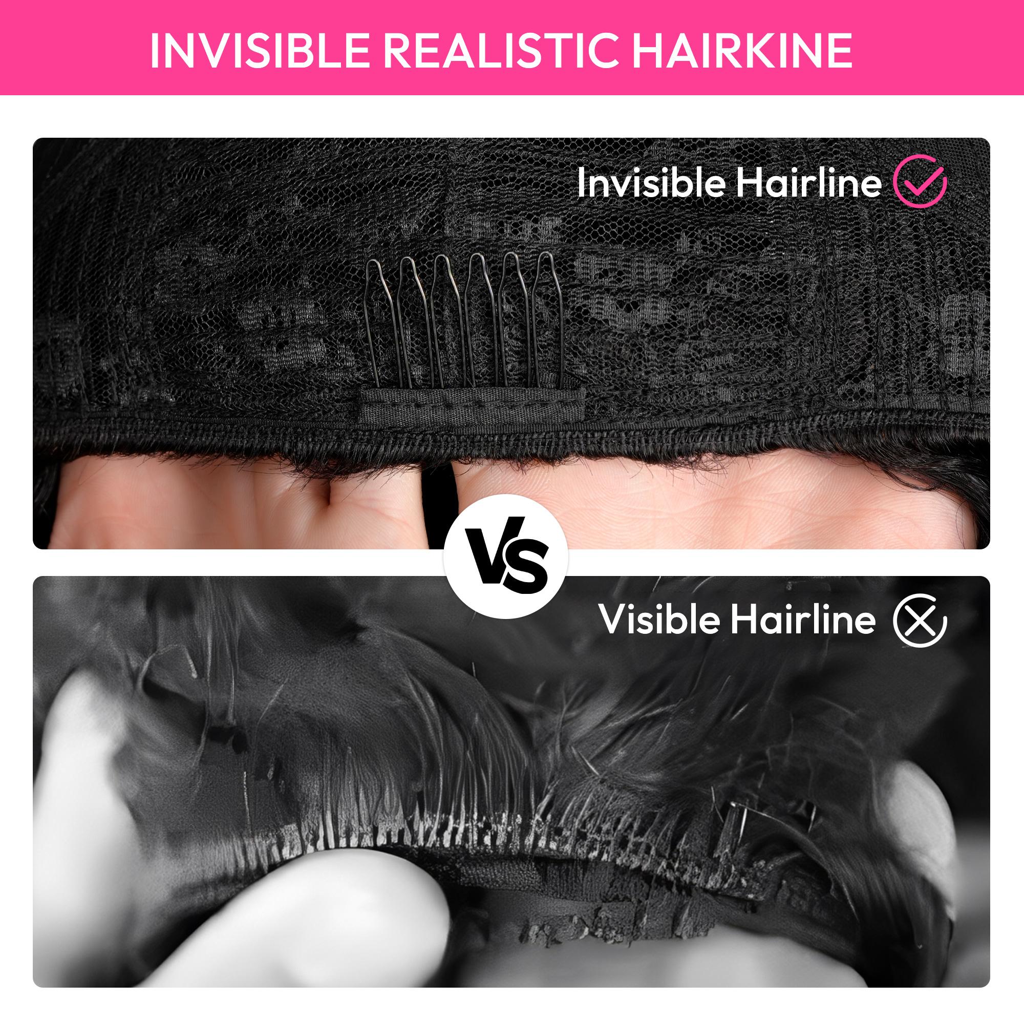 【3 In 1 Half Wig】Alipearl Hair Kinky Curly Glueless Half Wig Human Hair Wigs With Drawstring Cap Invisible Hairline Beginner Friendly