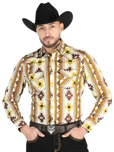 Men’s Long Sleeve Snap Button Western Shirt - Taupe 44471