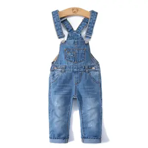 Toddler Boy & Girl Ripped Denim Overalls, Cute Slim Casual Jean For Daily Wear 12M-8T