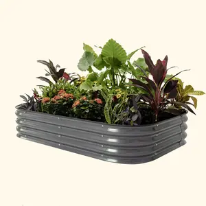 Vego Garden 11" Tall 6-In-1 Medium Modular Metal Raised Garden Bed Kit for Urban Gardening Small to Medium Backyards