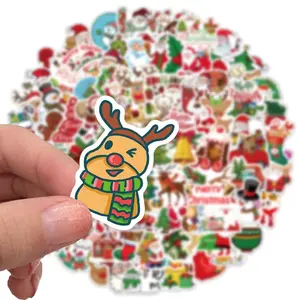 Christmas Sticker 5 Pack, Cute Pink Santa Stickers, Holiday Aesthetic Stickers, Pastel Stickers for Scrapbooks, Notebooks,