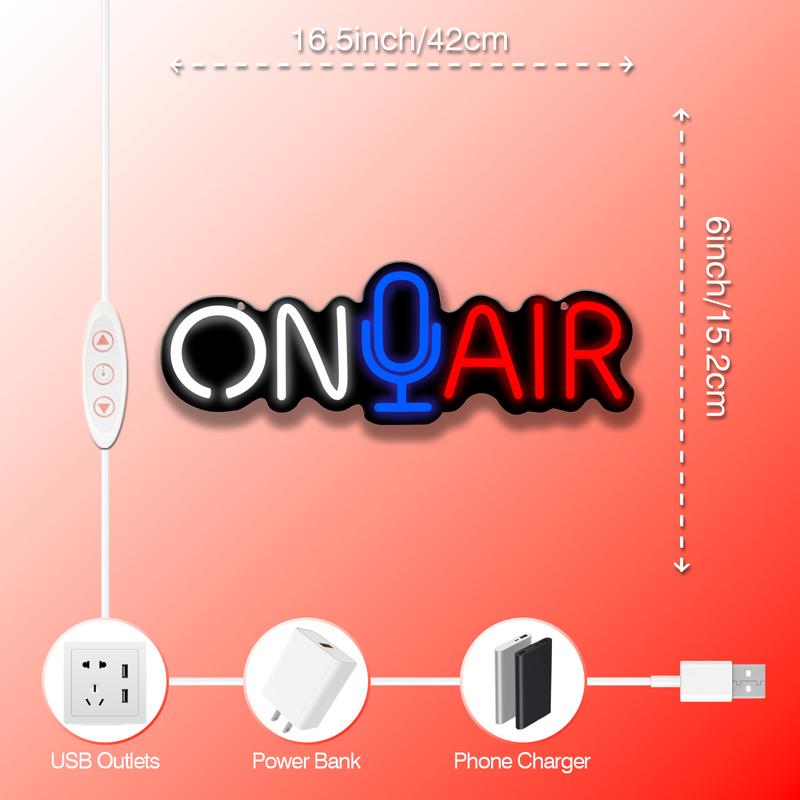 Adjustable on Air Neon Sign LED Wall Decor, Live Streaming Light-Up Logo for Home Studio Game Room Bar Club Garage Party Art Decoration