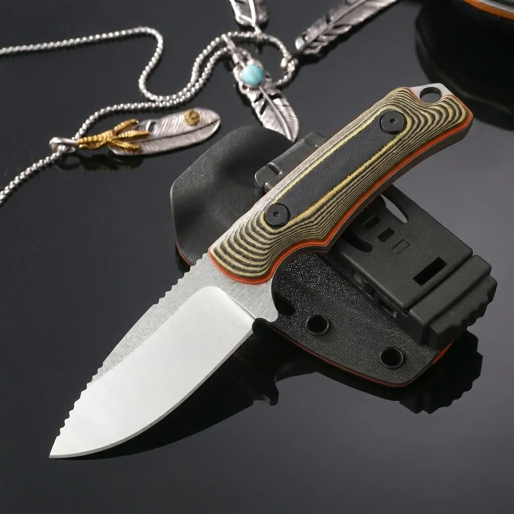 BM 15017 Fixed Blade Knife with Kydex Sheath – 8Cr13MoV Steel Blade, Ergonomic G10 Handle, Lightweight EDC for Camping, Hiking & Outdoor Use Survival Equipment Survival Supplies