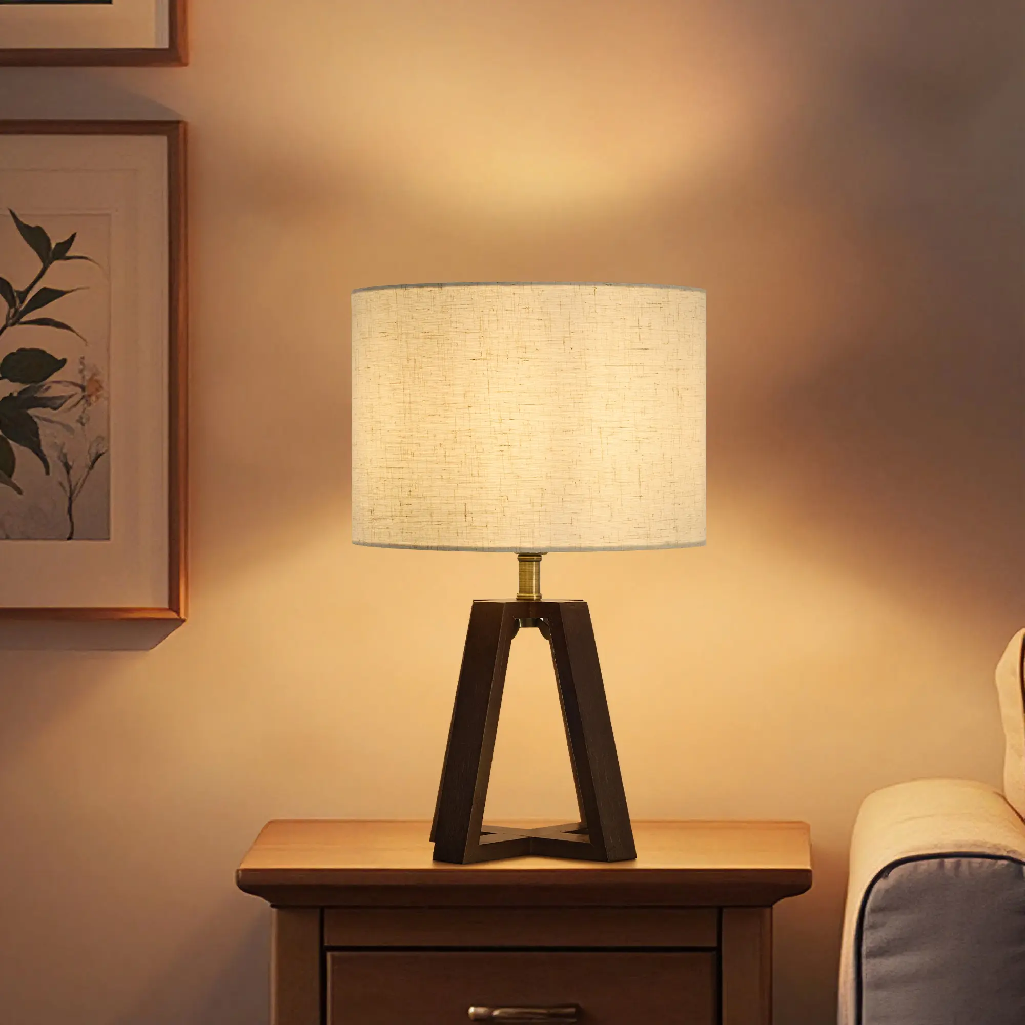 BOONITURE Dimmable Architectural Lamp - Crossed Trapezoid Bamboo Base, Modern Natural, 5.25ft Cord, Soft Linen Shade,  Table Lamp, Stepless Dimming, Free E26 Bulb, Lights, Desk Lamp, homevibes, cozyathome, WeeklyDeals sohochic