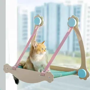 [ON SALE] Cat Window Perch Cat Hammock Window Seat for Indoor Cats, Adjustable Steady Space Saving Cat Bed Providing Sunbath, Holds up to 50lbs (Grey)