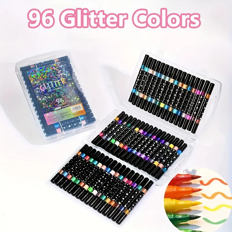 Double-ended two-color glitter pen marker set Shimmer Markers Glitter Writing Drawing Pens Christmas Birthday DIY Art Art Craft Supplies
