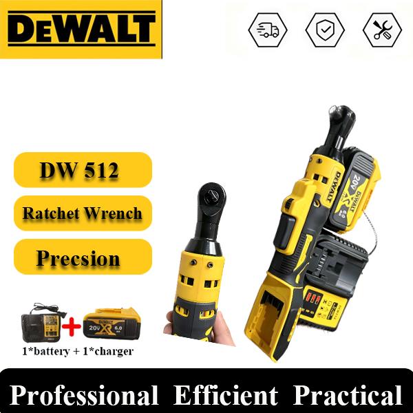 DEWALT DCF512 20V Brushless Right Angle Ratchet Wrench - 0-300RPM Variable Speed, 95Nm Max Torque, 1/2" Dual Drive, Tool Only or Kit with 1 Battery and Charger for Automotive Repair and Maintenance