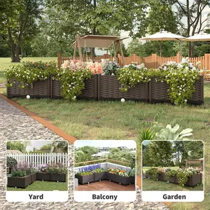 Garvee 63 Inch Self-Watering Raised Garden Bed – Large Deep Rectangle Planter Box, Rattan-Style Weatherproof Plastic with Drainage Plug, Outdoor Vegetable, Flower & Herb Container for Patio, Balcony, Deck, Brown