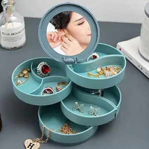 Rotating jewelry storage box, earring ring storage box, multi-functional earring bracelet holder, home accessories display plate, jewelry box, jewelry box.