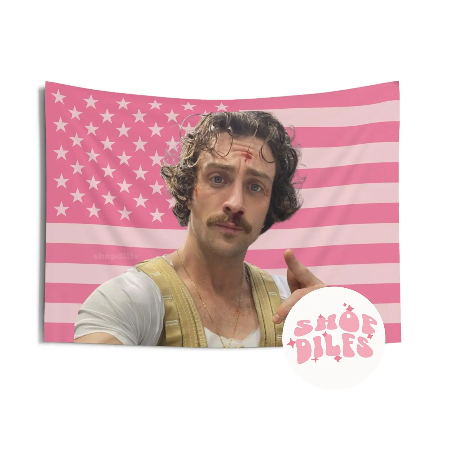 Aaron Taylor-Johnson Print Rectangular Durable Tapestry - Patriotic American Flag Wall Decor with Reinforced Holes, Easy-to-Hang Home Supplies Decoration Item, National Pride Gift For Him