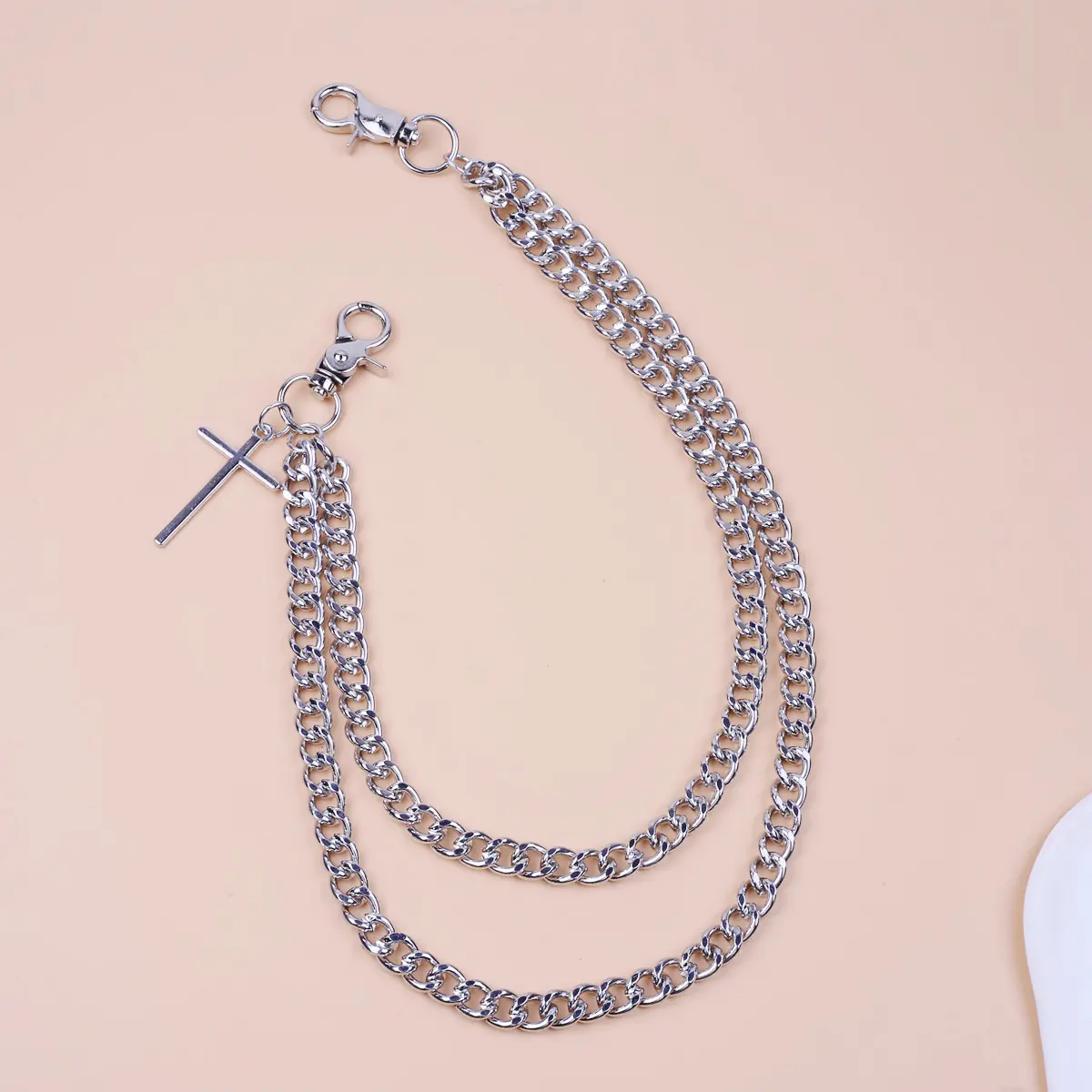 Vintage Body Jewelry Silver Wallet Jeans Chain 50cm/40cm Length 