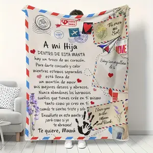 Soft Funny Throw Blanket A Letter to My Son & My Daughter Custom Blanket Soft Throw Blanket for Couch Cozy Spanish Alphabet Heart Design Ideal Gift for Birthdays Back-to-School Graduation Christmas