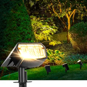 Solar spotlights Outdoor 63 LED 3 Lighting Modes, IP65  Lighten Yard Garden House Garage Pathway for Christmas Decorations-2 Pack