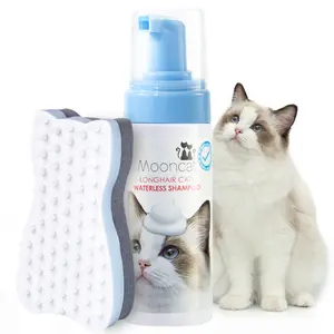 Mooncat Waterless Shampoo for Cats and Brush Kit - 5 oz for Longhair Cats