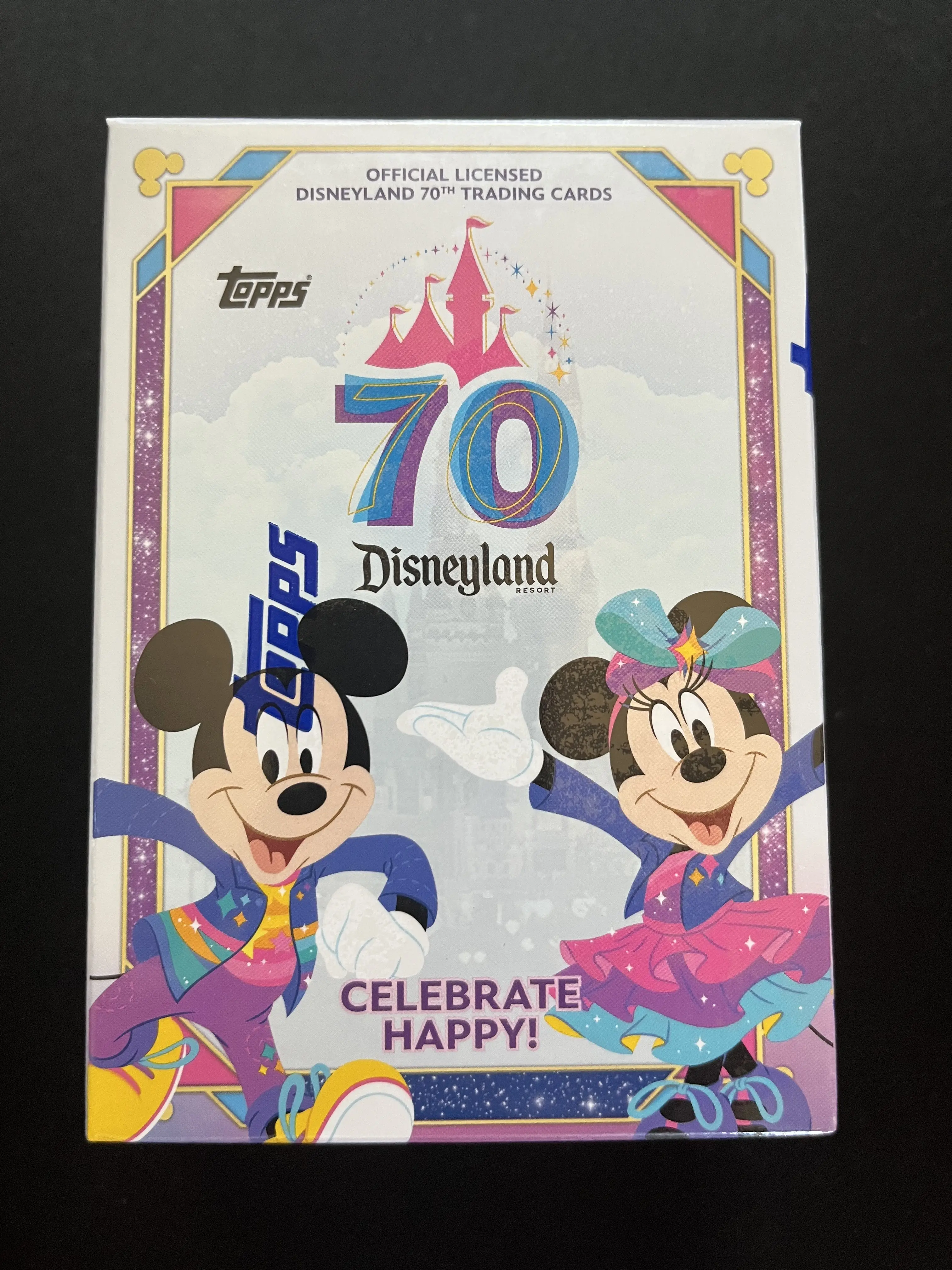 Topps 2025 Disneyland 70th Anniversary Blaster Box Official Licensed Trading Cards Featuring Mickey & Minnie Celebrate Happy