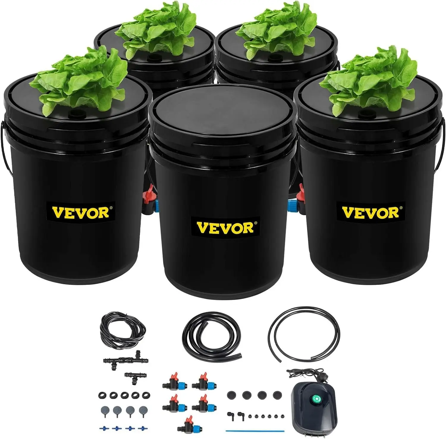 DWC Hydroponic System – 5 Gallon 5-Bucket Deep Water Culture Kit