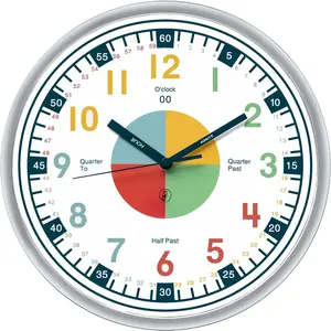 Non Ticking  Clock for  Learning to Tell Time, Telling Time Teaching Clock for , Wall Clock , Classroom Clock,  Learning Clock, Silent  Clocks for Bedrooms.