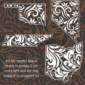 Leather Tooled Design Custom State Decal (leave state in notes) All 50 states available