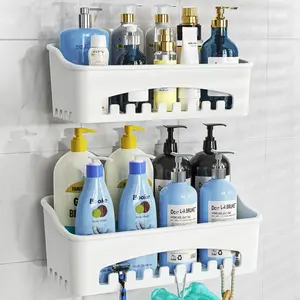 2-Pack Large Shower Caddy Shower Organizer, Strong Adhesive Rustproof Shower Shelves No-Drill Easy Installation Shower Storage, White