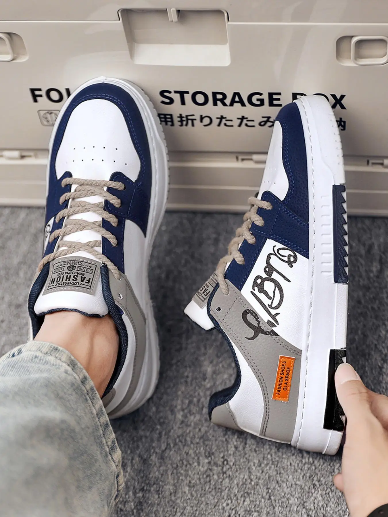 Men's Summer Fashion Low Top Walking Comfy Sneakers, Casual Versatile Patchwork Letter Label Design Pu Leather Comfortable Lace up Sports Shoes