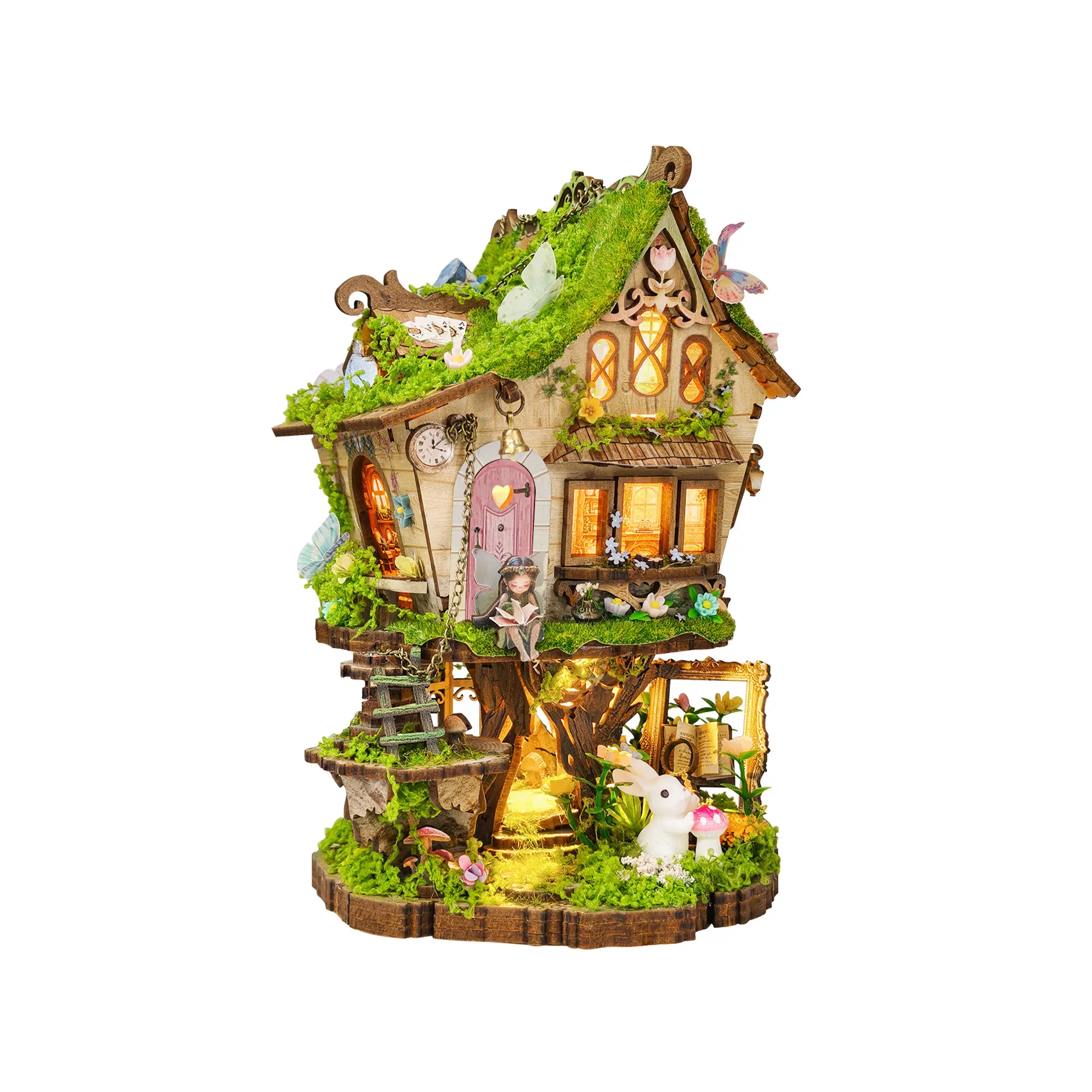 3D Wooden Model Kit Rowan Treehouse Creative Building Set DIY Building Blocks Miniature Scene with Hidden Surprise Manual Assembly Toy Desktop Home Decor Christmas Gift for Girls