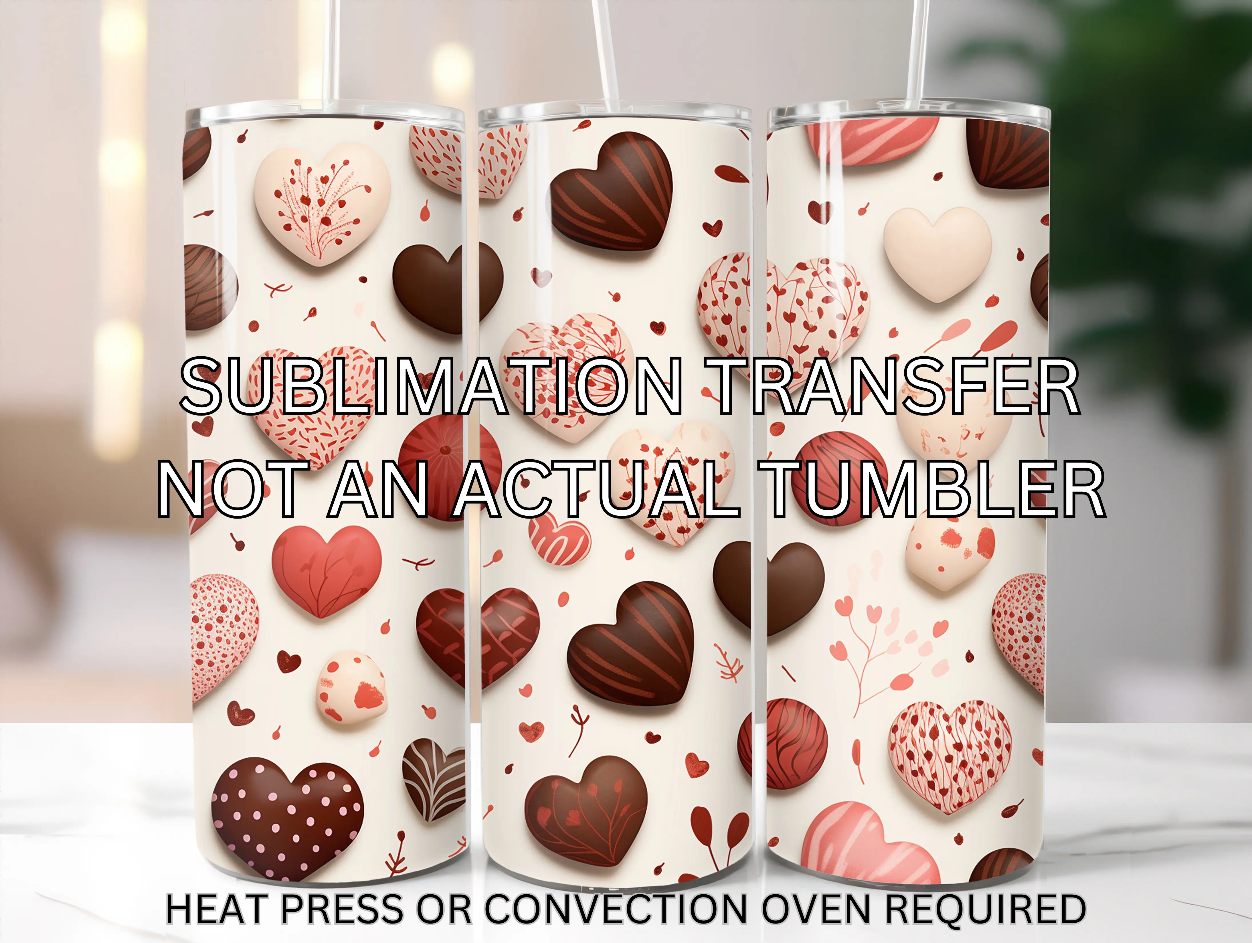 Sublimation transfer - Chocolate hearts sublimation transfer - not an actual tumbler