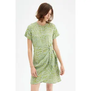 Tibet Wave Print Wrap Mini Dress