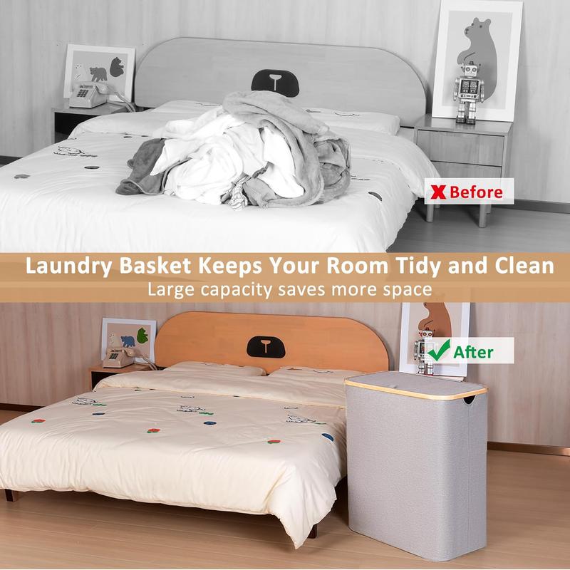 Extra Large 160L Laundry Hamper with Lid | 3-Section, Sturdy Handle | Home Dirty Clothes Organizer