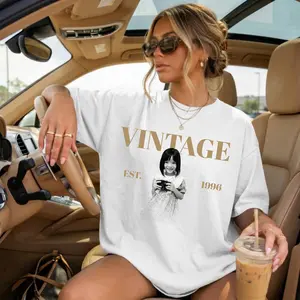 Vintage Photo Portrait Shirt Custom Personalized Bootleg Tee EST 1996 T-Shirt Retro Graphic Tee 100% Cotton Fabric Soft Comfortable Gift Birthday Menswear Top