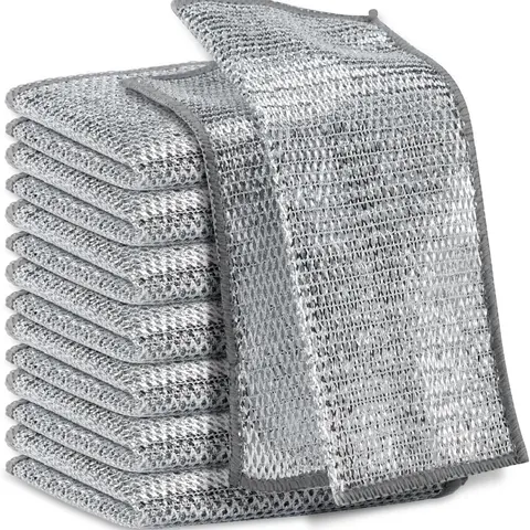10-pieces multi-purpose magic string cleaning cloths, extra-large string dishwashing cloths, wet and dry, microfiber cleaning cloths for metal, kitchen, tableware, kitchen goodies