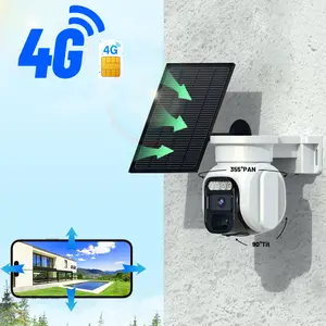 4G LTE Security Camera Solar Wireless Outdoor 2K Color Night Vision PIR Motion Detection Alerts 355° Pan Tilt Two-Way Talk Solar and Battery Powered Weatherproof Cloud SD Storage Family Share White