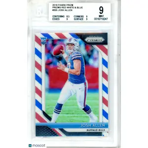 2018 Panini Prizm Josh Allen Red White Blue Rookie 205 BGS 9 MINT Buffalo Bills