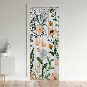 Floral 30%-50% Blackout Door Curtain,Blossom Flower 30%-50% Blackout Door Curtain,Colorful Wildflower Botanical Curtain Cover,Plants Door Treatments, Home Decoration Curtain, Interior Decoration Accessories