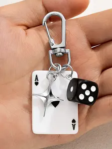 [Poker Card Keychain] 1pc Women's Poker Card Keychain Pendant - Ace of Hearts, Ace of Spades, Joker, Bag Charm, Valentine's Gift | Spiral Clasp Closure, No Power Needed - for Poker Nights, Birthday Parties, Everyday Use - Playful Design, Sturdy Clasp, Fas
