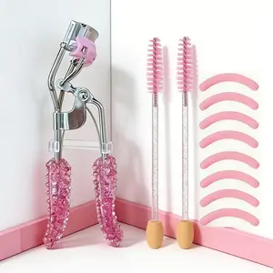 Shiny Eyelash Curler Set with Silicone Padding, Professional Grade Lash Curler for Long Lasting Volume, Portable Makeup Tool