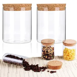 2 PCS storage tank flour can a bowl of coffee sealing container snack Nuts Food storage container bamboo lid for fruit plate candy glass can household storage Kitchen Transparent Utensils Airtight