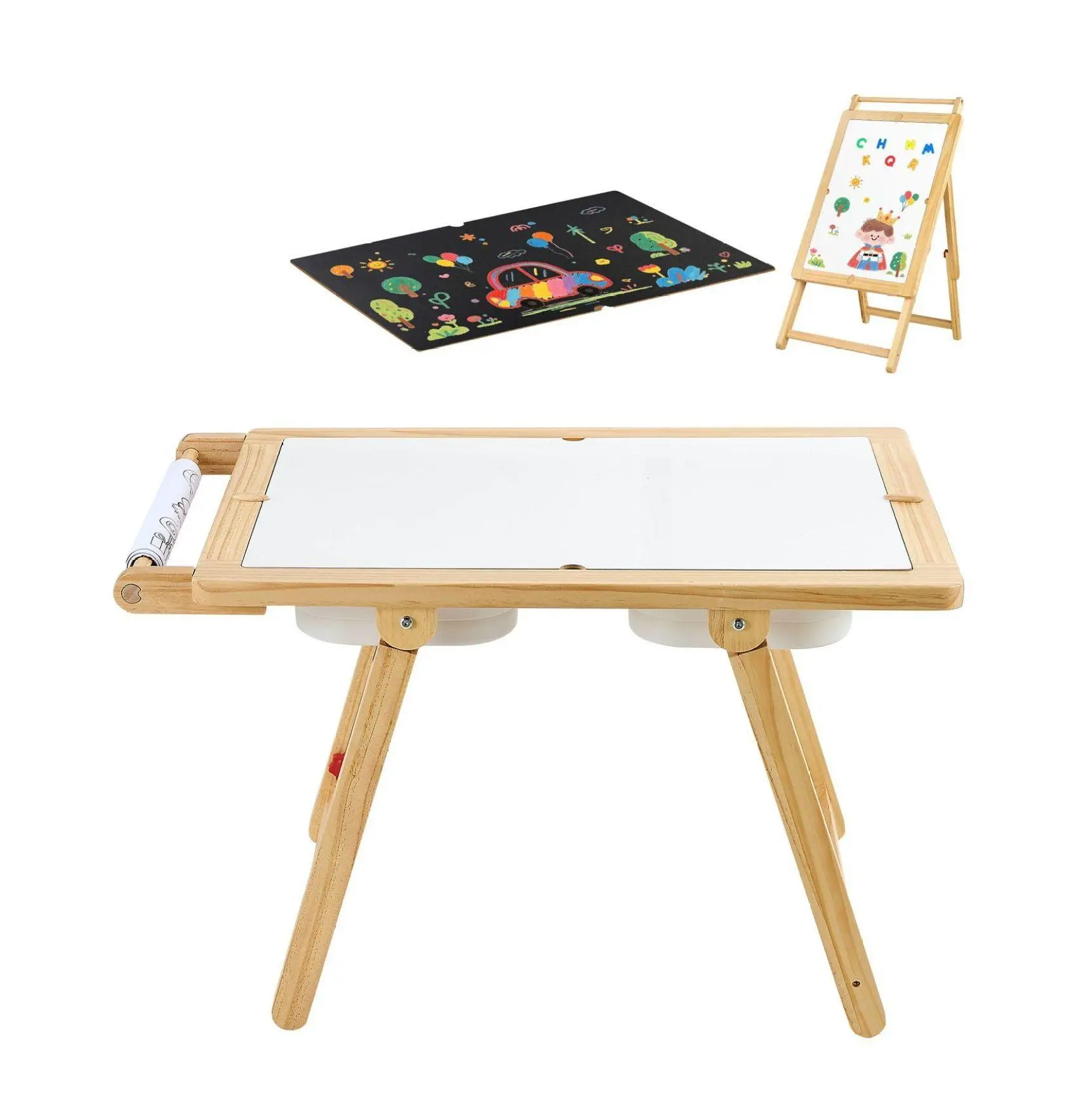Sensory Table for Toddlers, Wooden Activity Table with Art Easel, Storage Bins - Sand & Water Play, Drawing, Studying - Boys & Girls Ages 3-6 Default
